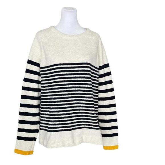 Joules Navy White Striped Seaport Chenille Crewneck Sweater Size 12 - Picture 4 of 10